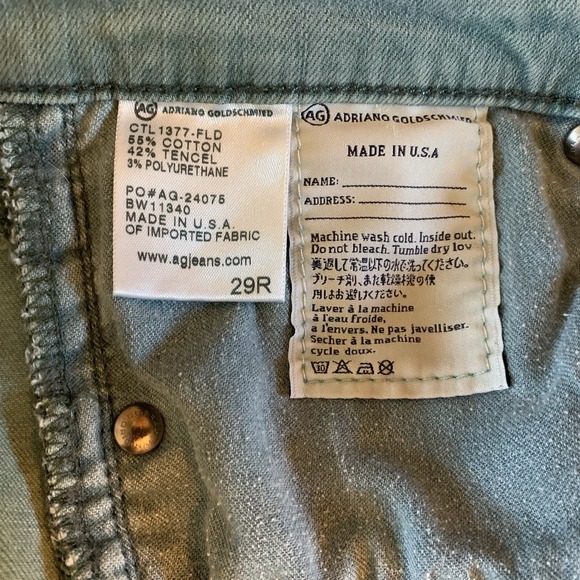 Adriano Goldschmied Jeans Womens 29R Green Stevie Slim Straight Ankle Low Rise - Picture 4 of 10